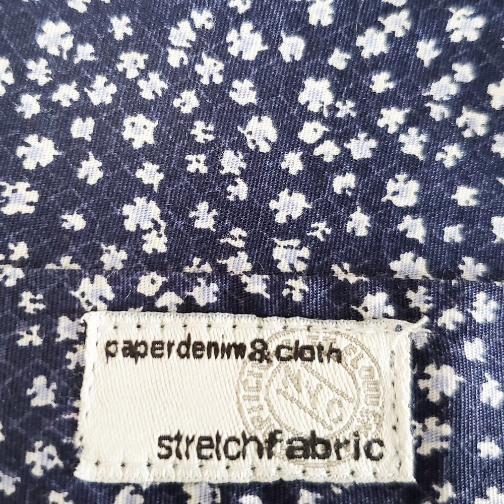 Paper Denim & Cloth PD&C Mens Navy Blue Floral Slim Shirt Stretch Cotton XL - Picture 7 of 8